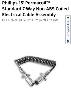0 Phillips 224621 15 Ft Permacoil Standard 7-way Electrical Cable