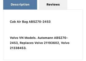 Absz70-2453 Automann Air Spring Cabin For Volvo Part Number Replaces 21193602