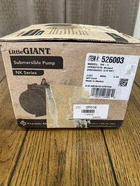 526003 Little Giant Pompe Submersible Model Nk-1 -i9 526003 Little Giant Pompe Submersible Model Nk-1 -i9