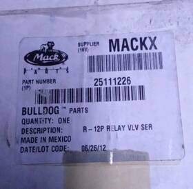 Mack 25111226 Mackx R-12p Relay Valve Service Bendix