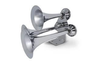 Truckpartspluss 526489-q Air Train Horns 150 Decibels Chrome Brass 3 Trumpet For Boats Trucks Universal