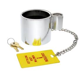 United Pacific 90107 Heavy Duty Steel King Pin Lock With 12 Inch Warning Tag 2 Kingpin