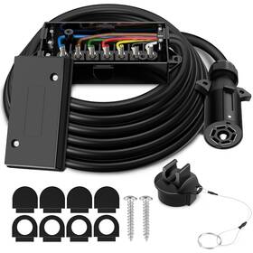 Wolfwill 191301085893 8ft 7 Way Trailer Plug With Junction Box Pin Wiring Harness