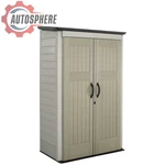 Rubbermaid Vertical Storage Shed 4X2.5 Ft Outdoor Resin Cabinet Durable. Fixed Price $549.99.
