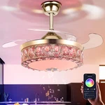 More Change 42" Crystal Fandelier Ceiling With Light Remote Bluetooth.... Fixed Price $370.99.